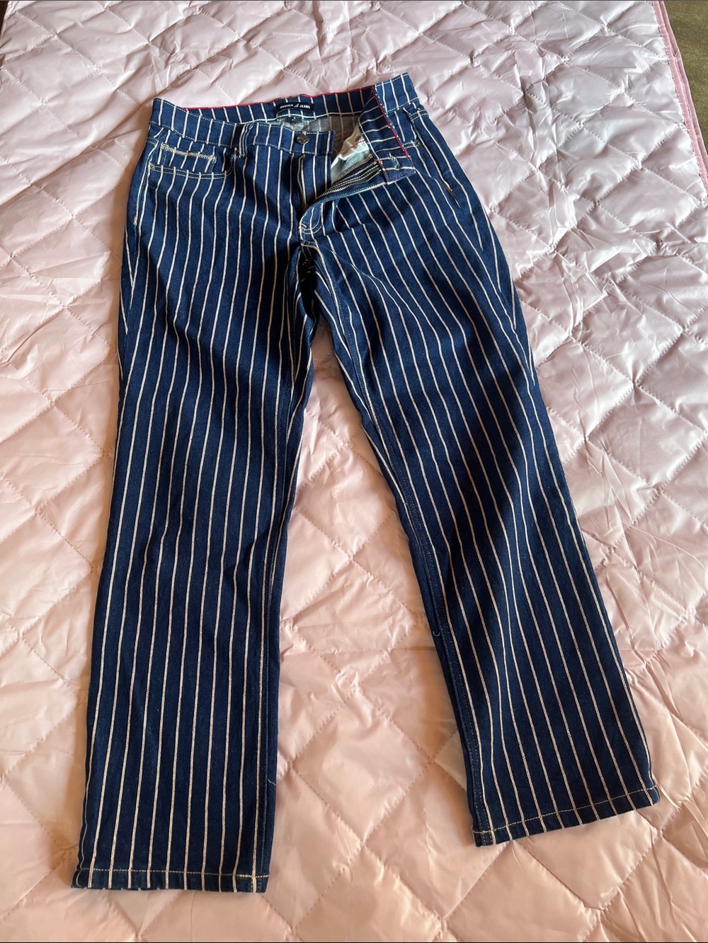 Nautica Blue and White Pinstripe Straight Leg Jeans